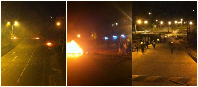 Bloqueos en la Autopista Medellín - Bogotá, a la entrada del muncipio de Marinilla. Foto Fredy Zuluaga