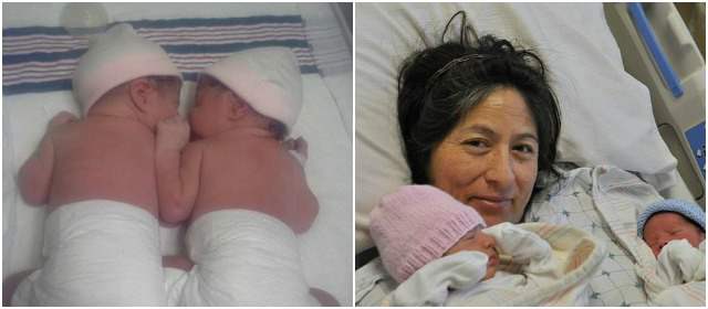 A la izquierda las gemelas Salgueiro de Canadá. Foto: Valley Hospital. Derecha: Gemelos Begazo. Foto: MedStar Washington Hospital Center