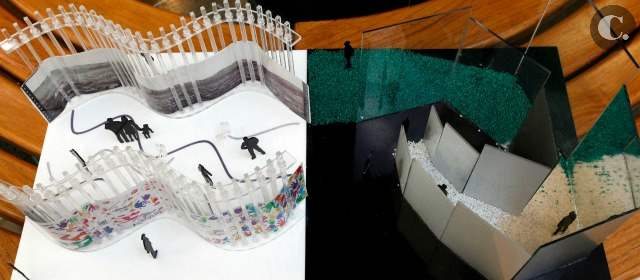 Millennials, los protagonistas en festival de jóvenes talento | Imágenes de la Medellín de los años 50 y huellas y firmas de los ciudadanos se entrelazan en la maqueta del proyecto de Daniela Ramírez, de la Escuela Arturo Tejada. FOTO MANUEL SALDARRIAGA