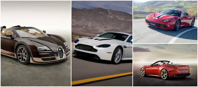 Exóticos, deportivos y costosos | 1. Bugatti Veyron Grand Sport Vitesse Rembrandt Legend. 2. Ferrari California T. 3. Ferrari 458 Speciale. 4. Aston Martin V12 Vantage Q. FOTO CORTESÍA-NETCARSHOW
