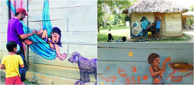Un grupo de siete artistas del colectivo Galería Urbana participó como voluntario en la actividad, en la que la comunidad también intervino. Pueblo Bello cambió de cara FOTO CORTESÍA |