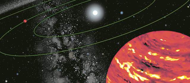 Detectan compuestos químicos en cuatro planetas a 128 años luz | En la composición se muestra la órbita de los planetas en HR 8799. ILUSTRACIÓN CORTESÍA GEMINI