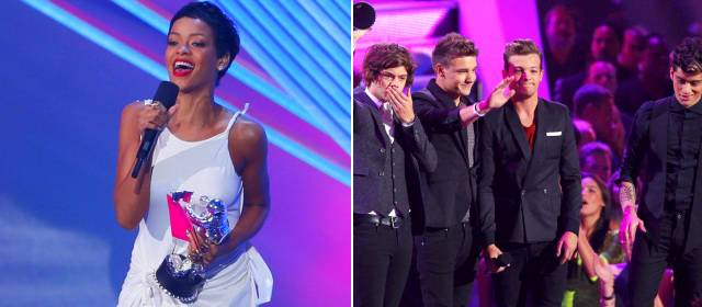 Rihanna y la banda One Direction triunfaron los MTV Video Music Awards | El trofeo al mejor vídeo del año fue a la artista de Barbados por el tema We Found Love. FOTOS REUTERS