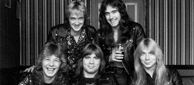 Esta imagen corresponde a los inicios de la banda Iron Maiden. Clive Burr es el primero a la izquierda en la parte inferior. Foto Cortesía