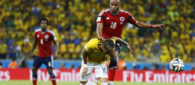 El Mundial se queda sin Neymar por lesión | Camilo Zúñiga dijo que Neymar "es un gran talento para Brasil y para el mundo" y agregó que no era su intención lesionarlo". FOTO afp