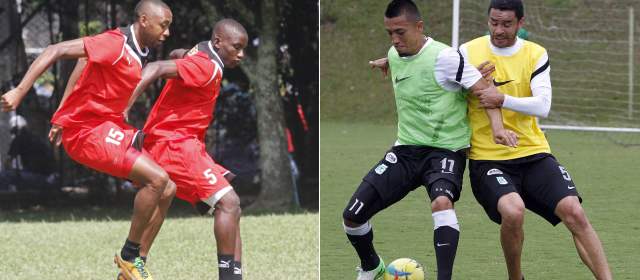 NAL y DIM aceleran tras disfrutar días de asueto | John Viáfara y Jéfferson Mena, pilares en la formación base del Deportivo Independiente Medellín. FOTO HERNÁN VANEGAS