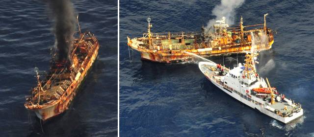 Guardia Costera de E.U. hundió barco fantasma japonés | FOTOS REUTERS