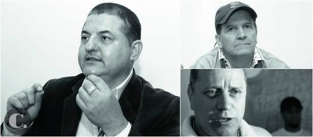 Los paramilitares que fueron a la reunión en Bello: Pablo Sierra (“Alberto Guerrero”), Iván Duque (“Ernesto Báez”) y Rodrigo Pérez (“Julián Bolívar”). Fotos Julio Herrera y archivo.