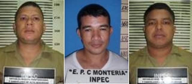 Héctor Fabio Restrepo Salazar, Óscar Mario Gálvis Agudelo alias "Pantera" y John Jairo Villalba Macea. Cortesía: Inpec