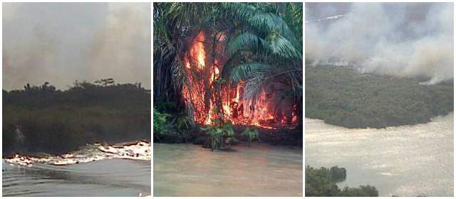 Incendio consume ciénaga de Unguía, Chocó, desde hace 6 días