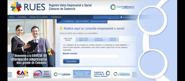 Consulte el Rues y con un clic sepa quién es quién para hacer negocios | Esta es la página inicial del portal www.rues.org.co que centraliza la mayor central de datos empresariales de Colombia. FOTO CORTESÍA