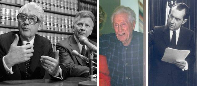 El caso Watergate cumple 40 años con el misterio despejado y el mito intacto | De izquierda a derecha: los periodistas Bob Woodward y Carl Bernstein, Mark Felt "Garganta Profunda" y el expresidente Richard Nixon. Fotos: Archivo