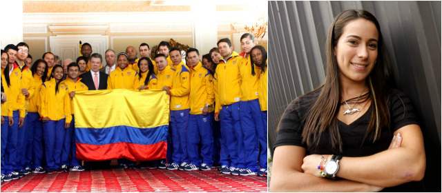 Mariana no suelta la bandera | Varios de los atletas de la delegación de Colombia que estarán en Juegos Suramericanos, fueron recibidos por el presidente Juan Manuel Santos. FOTO COLPRENSA