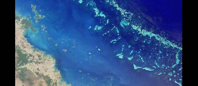 En la foto satelital, la Gran Barrera de Coral. CORTESÍA NASA