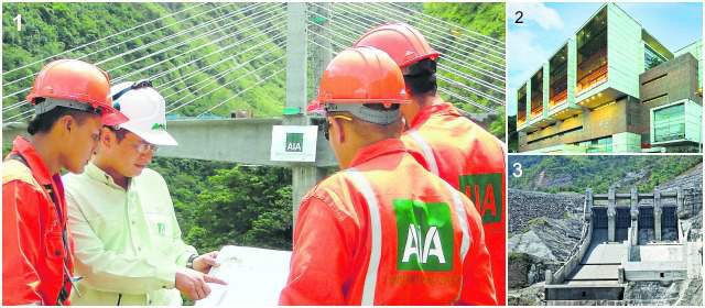 1. Construcción de puentes y túneles en la doble calzada Bogotá-Villavicencio. 2. Edificio en la Universidad de Los Andes, en Bogotá. 3. Hidroeléctrica Porce III, en Antioquia.