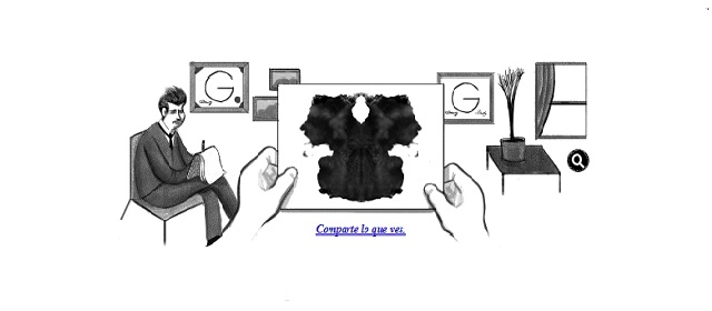 El doodle de este viernes es un homenaje al psicólogo Rorschach. Foto: Cortesía