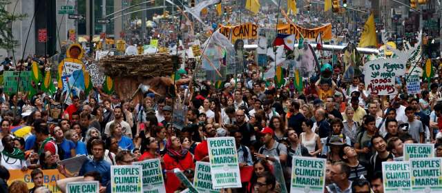 Marcha mundial alerta sobre cambio climático | Así se veían las calles de Manhattan por las que pasó el recorrido de la Marcha de los Pueblos contra el Cambio Climático. FOTO AP