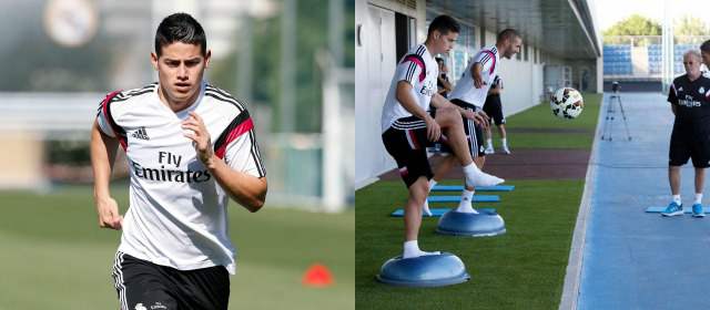 James pasó la primera prueba con Real Madrid | James, Benzemá y Varane trabajaron ayer. FOTOS REAL MADRID FC