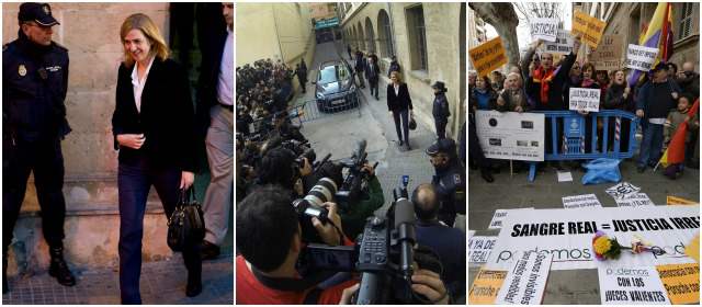 La Infanta no convence a España | La Infanta llega (1). Cientos de periodistas la abordan (2). Protesta republicana (3) FOTOS AFP