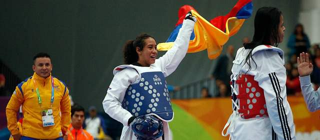Katerine Dumar ganó oro para Colombia en Taewkondo 67 kilos. Foto Agencia Uno