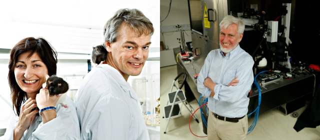 Hallar "GPS" del cerebro los condujo al Nobel | A la izquierda el matrimonio May-Britt y Edvard I. Moser. A la derecha John O"Keefe. Los galardonados compartirán el premio de 8 millones de coronas suecas. FOTO AGENCIAS