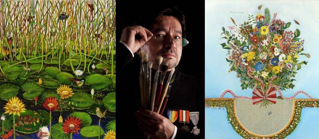 Atentan contra el capitán (r) del Ejército Roosevelt Cuadros en Rionegro | El capitán retirado Roosevelt Cuadros es un reconocido pintor, el cual mezclaba su oficio militar con el artístico. Foto: Cortesía