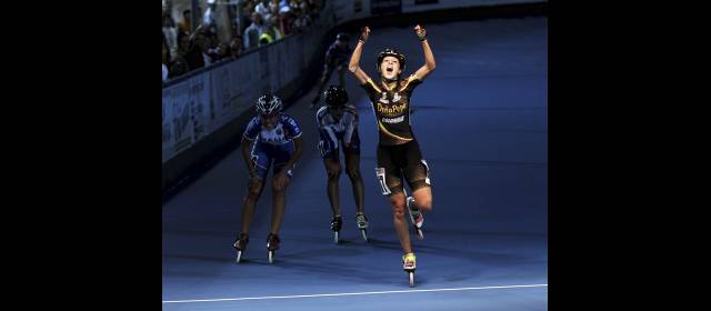 El patinaje corre sin la 7 veces campeona | Nathalia Giraldo, en su triunfo en Italia. FOTO CORTESÍA LUIS RAMÍREZ