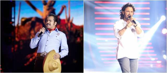 Yo me llamo premia hoy al mejor doble | Vicente Fernández (Deybis Pino) y Ricardo Arjona (Juan David Giraldo). los paisas en el concurso Yo me llamo. FOTO CORTESÍA