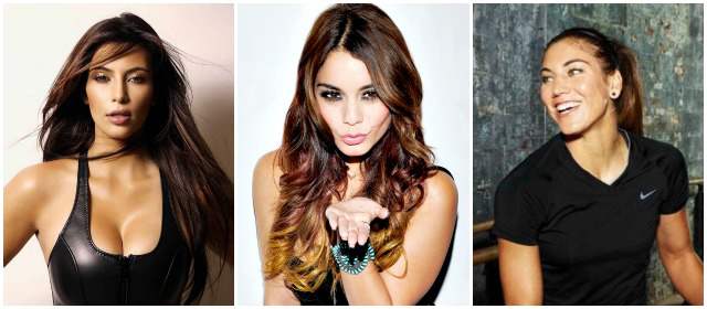 Fotos archivo. De izquierda a derecha: Kim Kardashian, Vanessa Hudges y Hope Solo