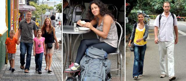 Extranjeros se pasean por la 10 | La familia Ovenell, Scott Abrams y Annamaria Elsery, y Gisel Sacce (foto izquierda) son algunos de los extranjeros que pasaron en estos días por El Poblado. FOTOS JAIME PÉREZ