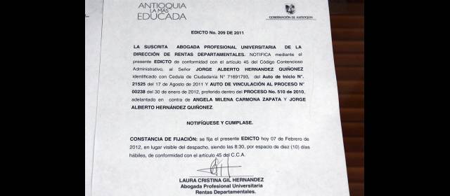 Rentas emplazó a Hernández Q. | El edicto emplazatorio está ubicado en la taquilla 18 del Área de Sustanciación de Rentas Departamentales. FOTO EDWIN BUSTAMANTE