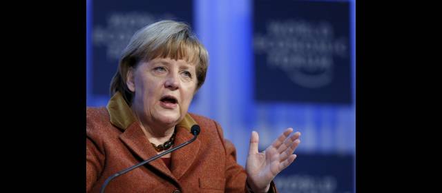Optimismo con cautela fue el principal mensaje que dejó Davos | La canciller alemana, Angela Merkel, en una de sus intervenciones en la Cumbre de Davos, en Suiza. FOTO REUTERS