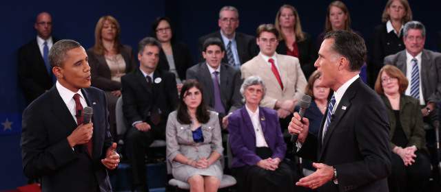 Obama se fue a la ofensiva y Romney atacó puntos débiles en el segundo debate a la presidencia | El segundo debate se realizó en la Universidad Hofstra, a las afueras de Nueva York. Foto: AP