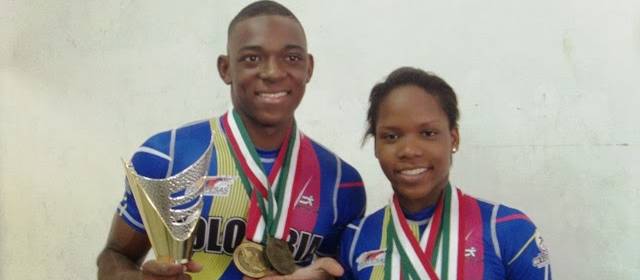 La nueva casta de las pesas responde con medallas | Andrés Mauricio Caicedo y Natalia Llamosa, campeones suramericanos y panamericanos en Lima. FOTO CORTESÍA FEDEPESAS