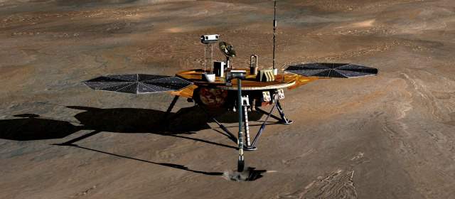 Después de viajar 10 meses y de recorrer 679 millones de kilómetros, la sonda Phoenix aterrizó en 2008 en Marte. El artefacto se observa en la imagen bajo una concepción artística. FOTO ARCHIVO BLOOMBERG
