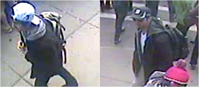 Red de cámaras puso en evidencia a dos sospechosos | Los dos hombres identificados por el FBI llevaban mochilas que supuestamente contenían las bombas que detonaron el lunes. FOTO AP