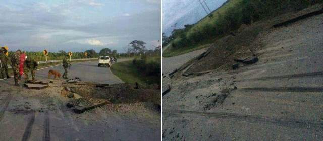 Farc volaron media calzada en Puerto Lleras, Meta | Foto: Colprensa