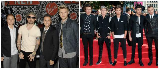 Izquierda: Backstreet boys, derecha: One Direction. Fotos archivo.