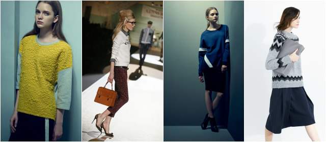 Sacos y suéteres dicen presente | Con una falda ajustada o de línea A, el suéter aporta actitud confortable al look. FOTOS CORTESÍA ZARA Y PULL & BEAR