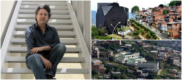 Premio de Harvard debe servir como campanazo | Alejandro Echeverri Restrepo. A la derecha arriba, el Parque Biblioteca España. Abajo, otra de las obras que han ido complementando la transformación de la zona para brindar una mejor calidad de vida a la comunidad en Santo Domingo Savio. FOTO MANUELA PALACIO HERNÁNDEZ, JUAN ANTONIO SÁNCHEZ Y JAIME PÉREZ