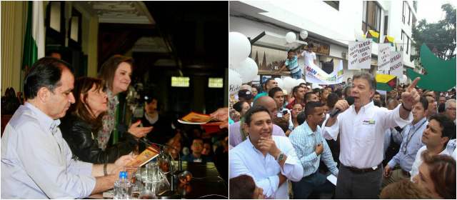 Antioquia les traza ruta a candidatos presidenciales | El rector de la U de A., Alberto Uribe, les entregó a los candidatos la hoja de ruta Presidenciales 2014. Santos visitó Bello y Urabá. FOTO RÓBINSON SÁENZ - CORTESÍA CAMPAÑA