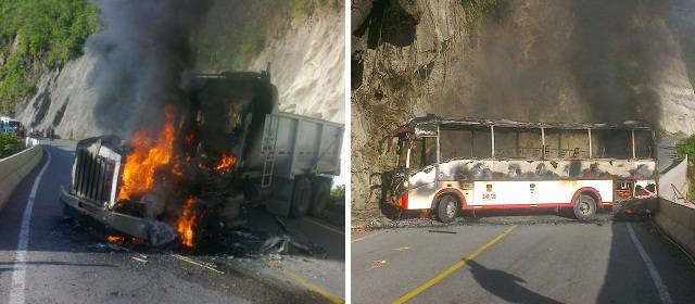 Otros dos vehículos quemados por la guerrilla en Toledo | Fotos: Cortesía
