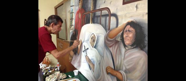 José Ignacio retrató la dulzura de la agonía de la Madre Laura | José Ignacio López López pintó el cuadro hace 38 años como un homenaje a la tarea misionera de la Madre Laura. FOTO CORTESÍA
