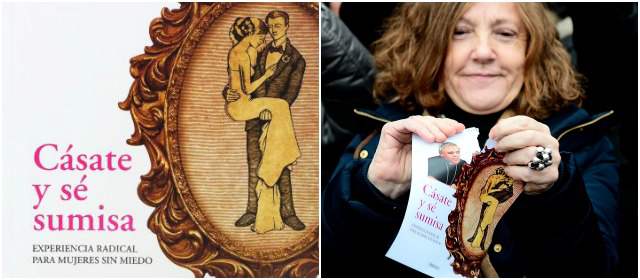 Esta semana manifestantes en contra de la violencia contra la mujer rompieron la portada del libro. Foto Reuters