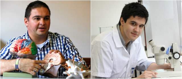 Investigadores y su trabajo, cada vez más visibles | 1. Felipe Londoño ha desarrollado investigaciones en psicología. 2. Sebastián Torres, ingeniero biomédico, inició un proceso de patente de invención. FOTO HERNÁN VANEGAS Y MANUEL SALDARRIAGA