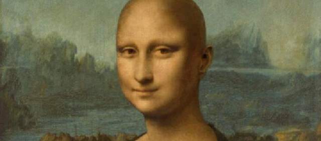 Mona Lisa calva crea conciencia sobre el cáncer