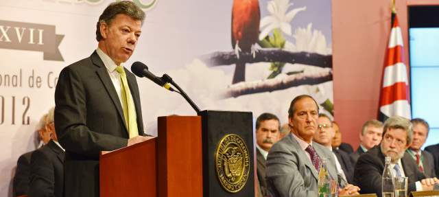 Un año tardará Colombia para dejar órbita de la CIJ | El presidente Santos anunció el retiro del Pacto en el Congreso Cafetero. FOTO PRESIDENCIA