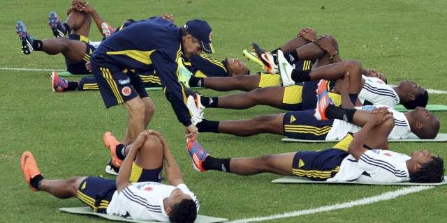 Colombia-Perú, un duelo de polémico anecdotario | Luego del trabajo regenerativo, tras el juego con Guyana, los jugadores de Colombia regrasaron ayer a la actividad. FOTO COLPRENSA