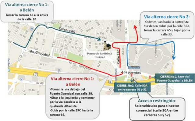 Nuevos cierres viales en Industriales por obras de Metroplús