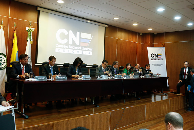 En el Consejo Nacional Electoral se llevó a cabo audiencia pública sobre el plebiscito para la paz. FOTO Colprensa 